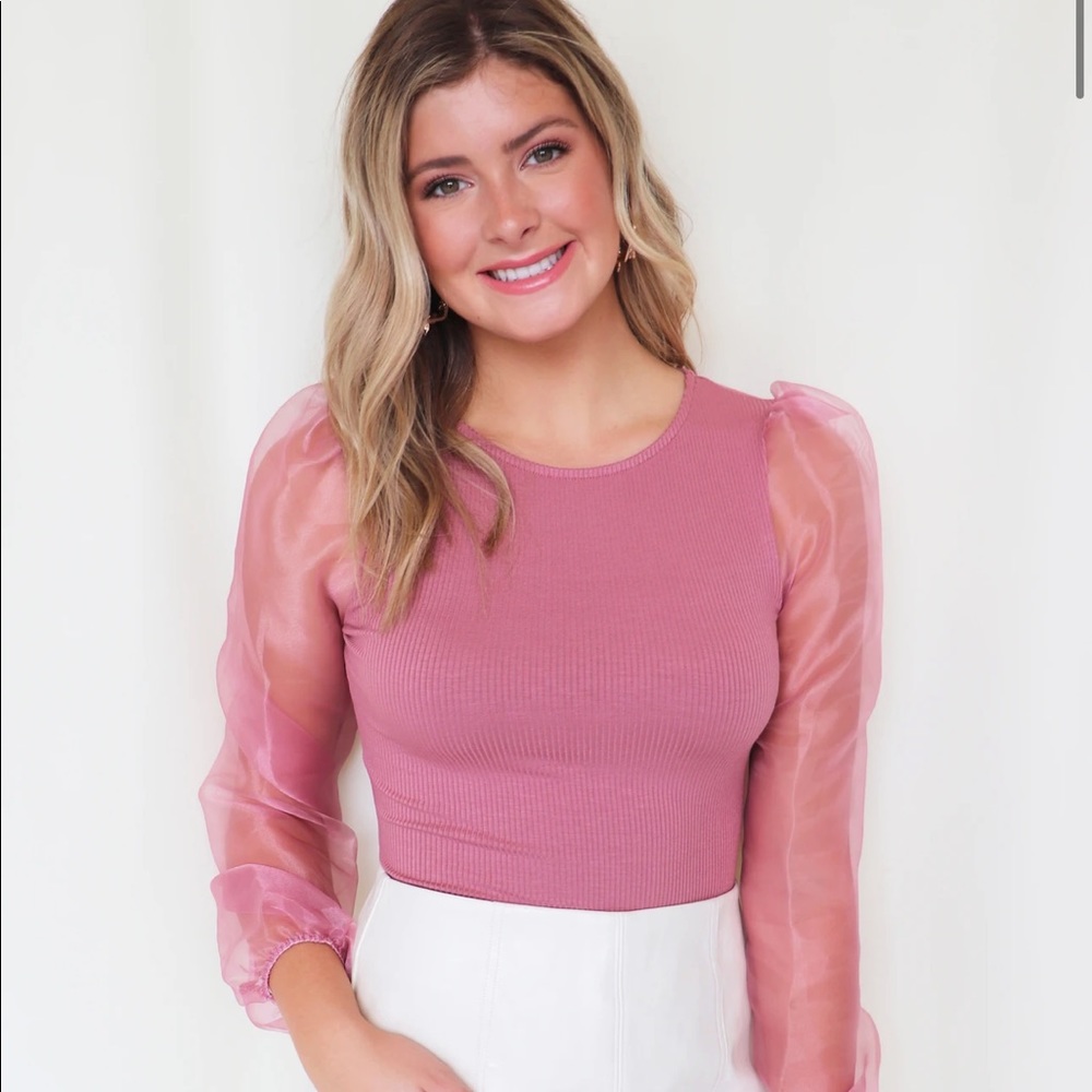 Blu Spero Boutique Mesh Sleeve Bodysuit